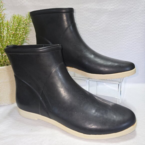ALICE AND WHITTLES LEGACY MINIMALIST LOW CUT BLACK AND WHITE RAINBOOT 9 WOMENS - Picture 7 of 8